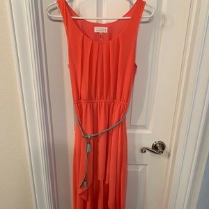 Coral dress.